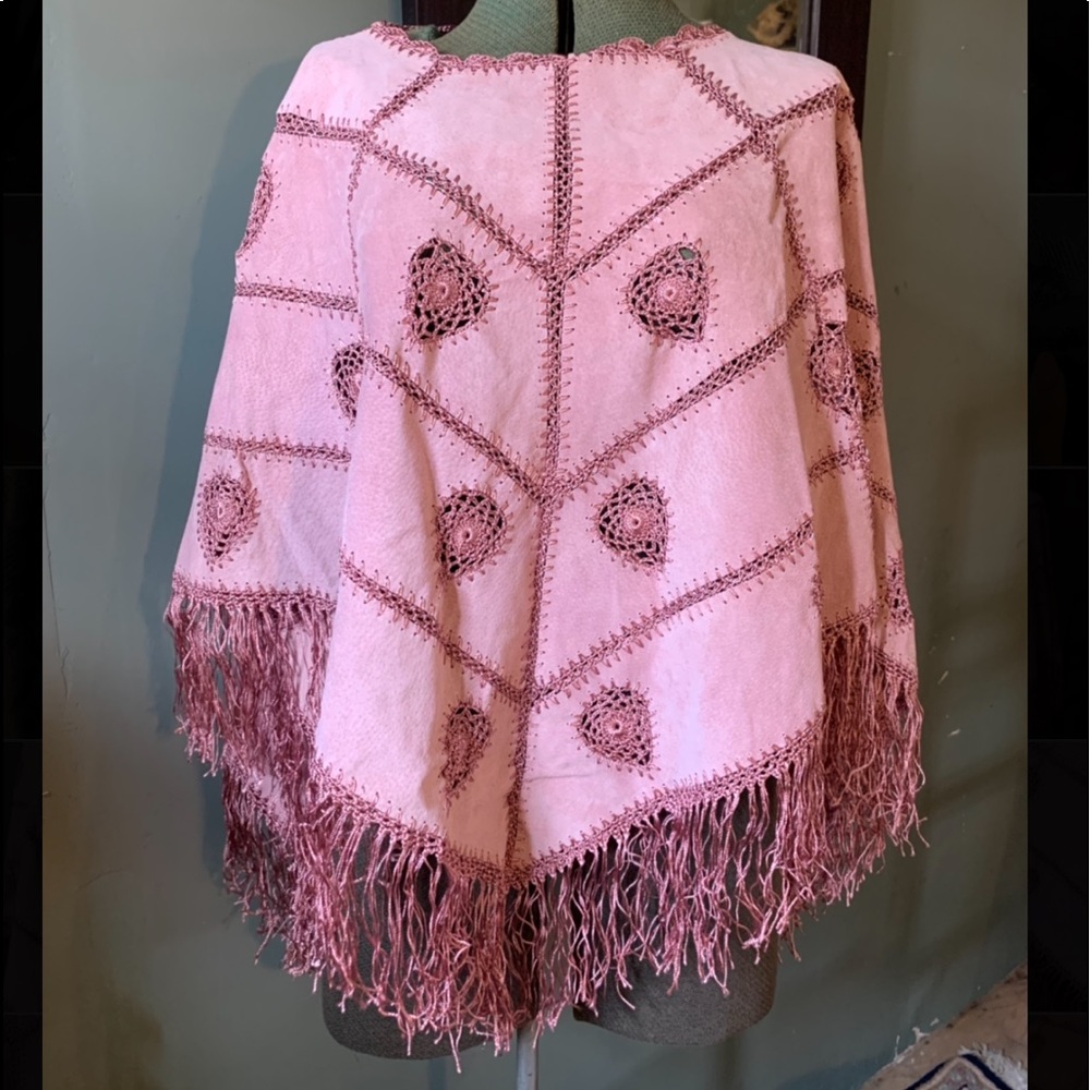 NEWPORT NEWS - Rose Colored 100% Leather Poncho